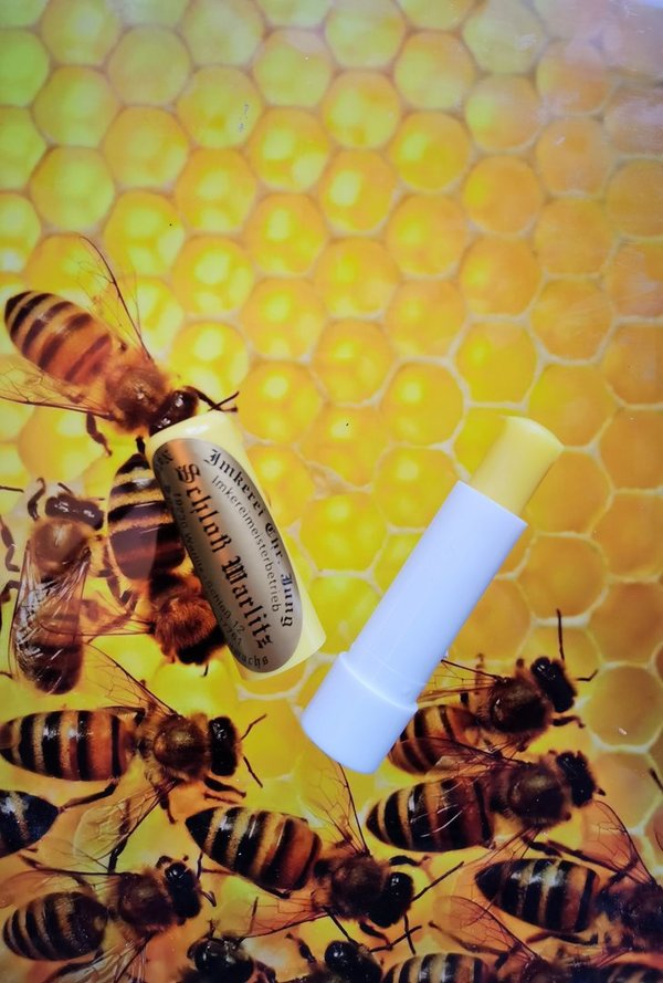 Lippenstift Lippenbalsam als Stift gelb Honig Propolis Bienenwachs